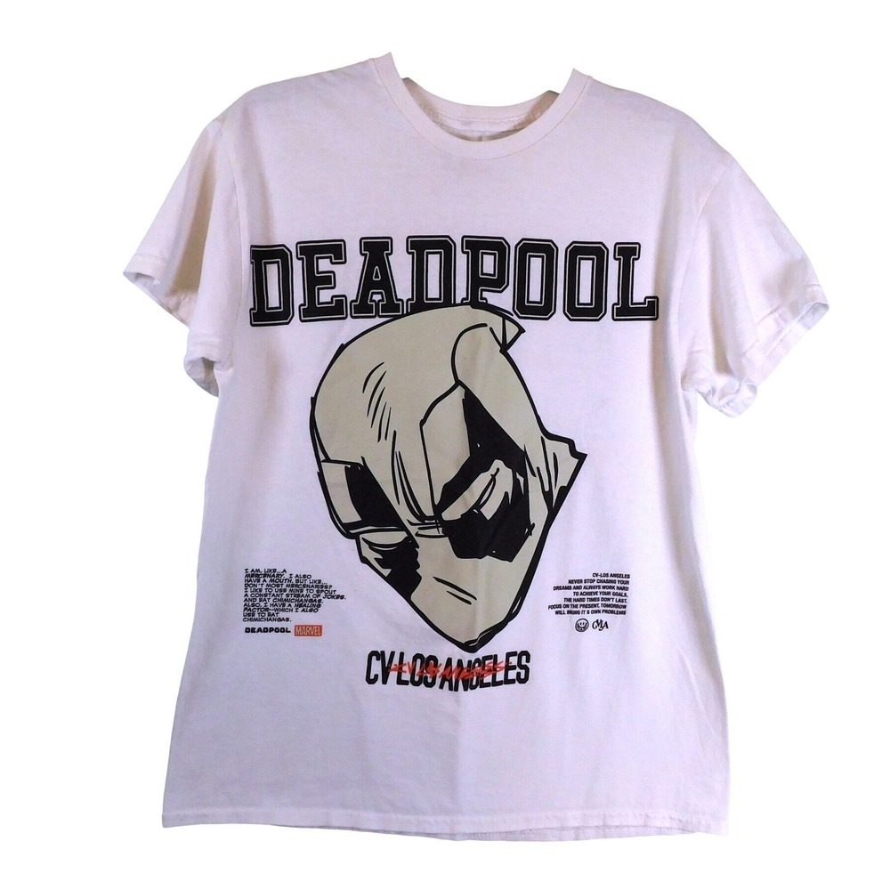 Marvel Deadpool CV Los Angeles Graphic T-Shirt Mens White Short Sleeve Tee